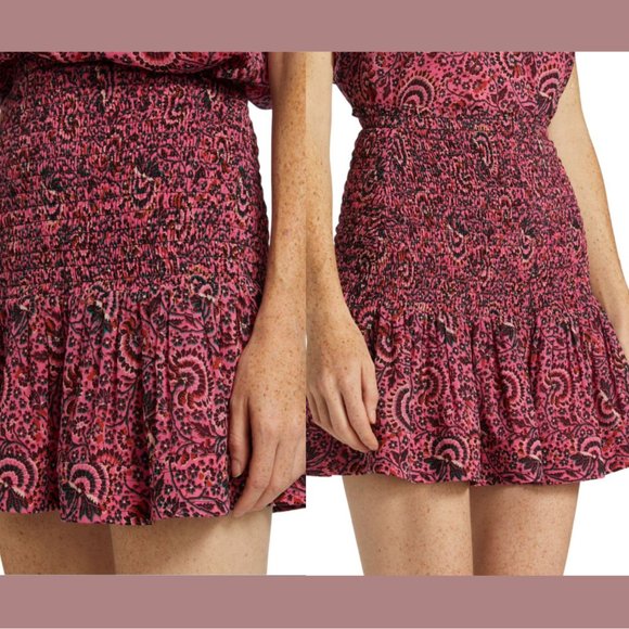 NEW $395 A.L.C [ 14 ] Kade Floral Smocked Mini Skirt‎ in Pink - Picture 4 of 13